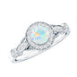 Genuine Ethiopian Opal Antique Looking Engagement Ring with Diamond Halo