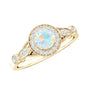 Genuine Ethiopian Opal Antique Looking Engagement Ring with Diamond Halo