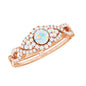 Real Ethiopian Opal Diamond Vintage Looking Engagement Ring with Criss Cross Shank