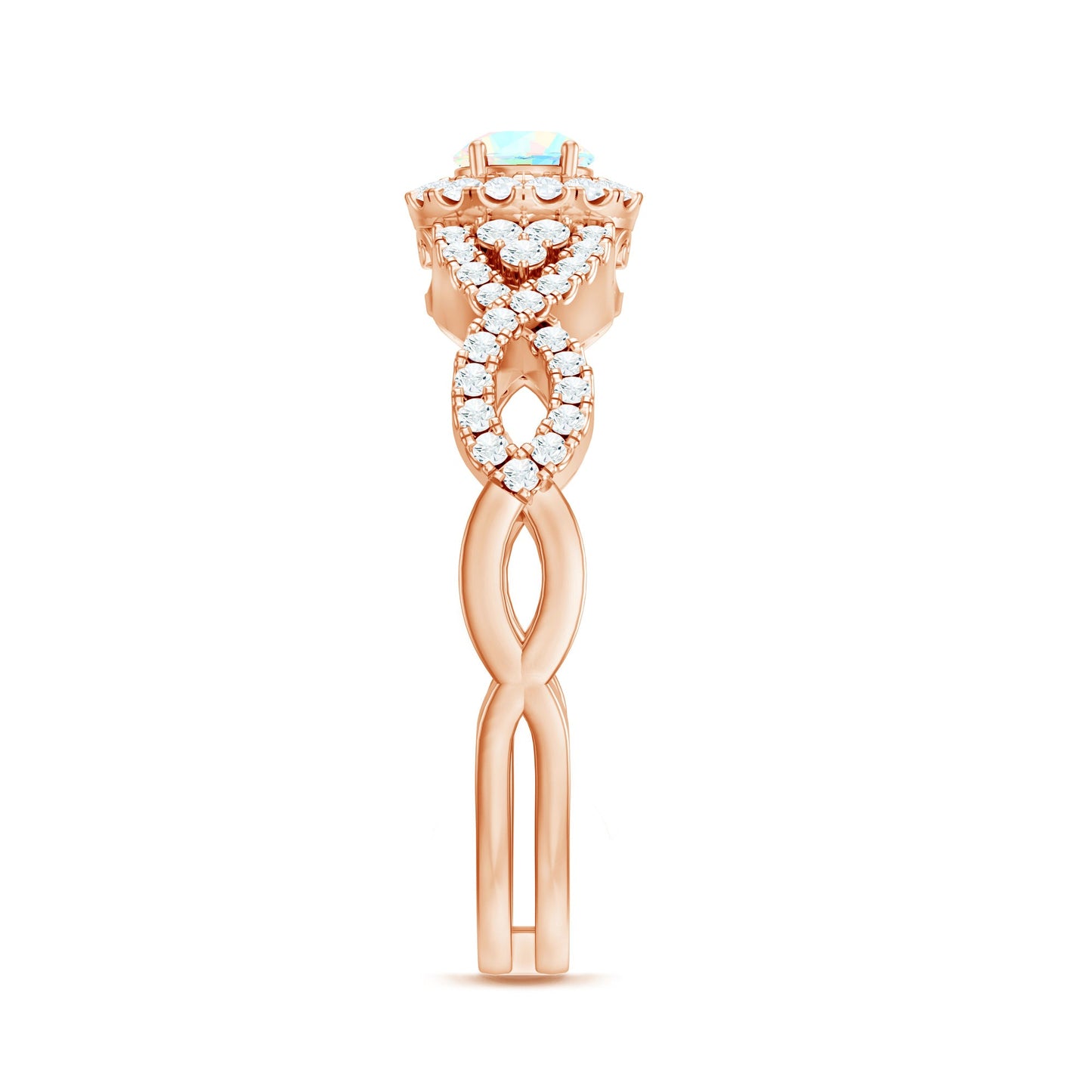 Real Ethiopian Opal Diamond Vintage Looking Engagement Ring with Criss Cross Shank