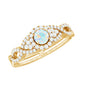 Real Ethiopian Opal Diamond Vintage Looking Engagement Ring with Criss Cross Shank