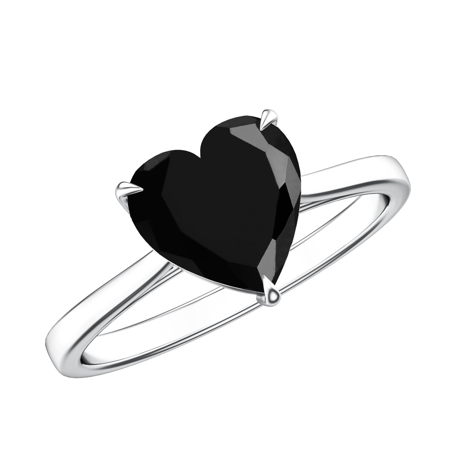 Solitaire Black Onyx Heart Promise Ring for Women
