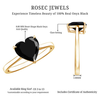 Solitaire Black Onyx Heart Promise Ring for Women