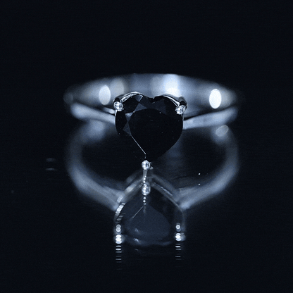 Heart Shaped Created Black Diamond Solitaire Promise Ring