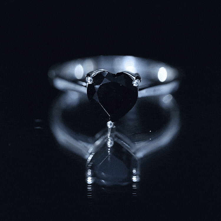 Heart Shaped Created Black Diamond Solitaire Promise Ring