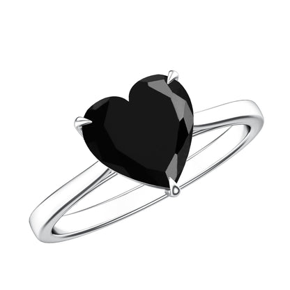 Heart Shaped Created Black Diamond Solitaire Promise Ring