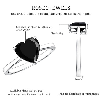Heart Shaped Created Black Diamond Solitaire Promise Ring