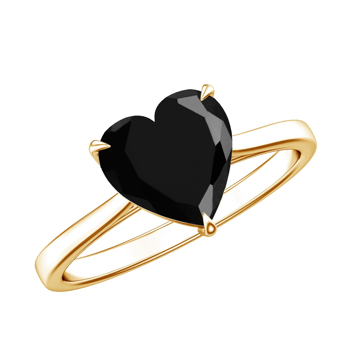 Heart Shaped Created Black Diamond Solitaire Promise Ring