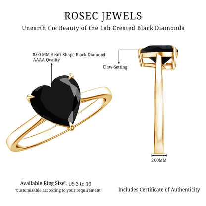 Heart Shaped Created Black Diamond Solitaire Promise Ring