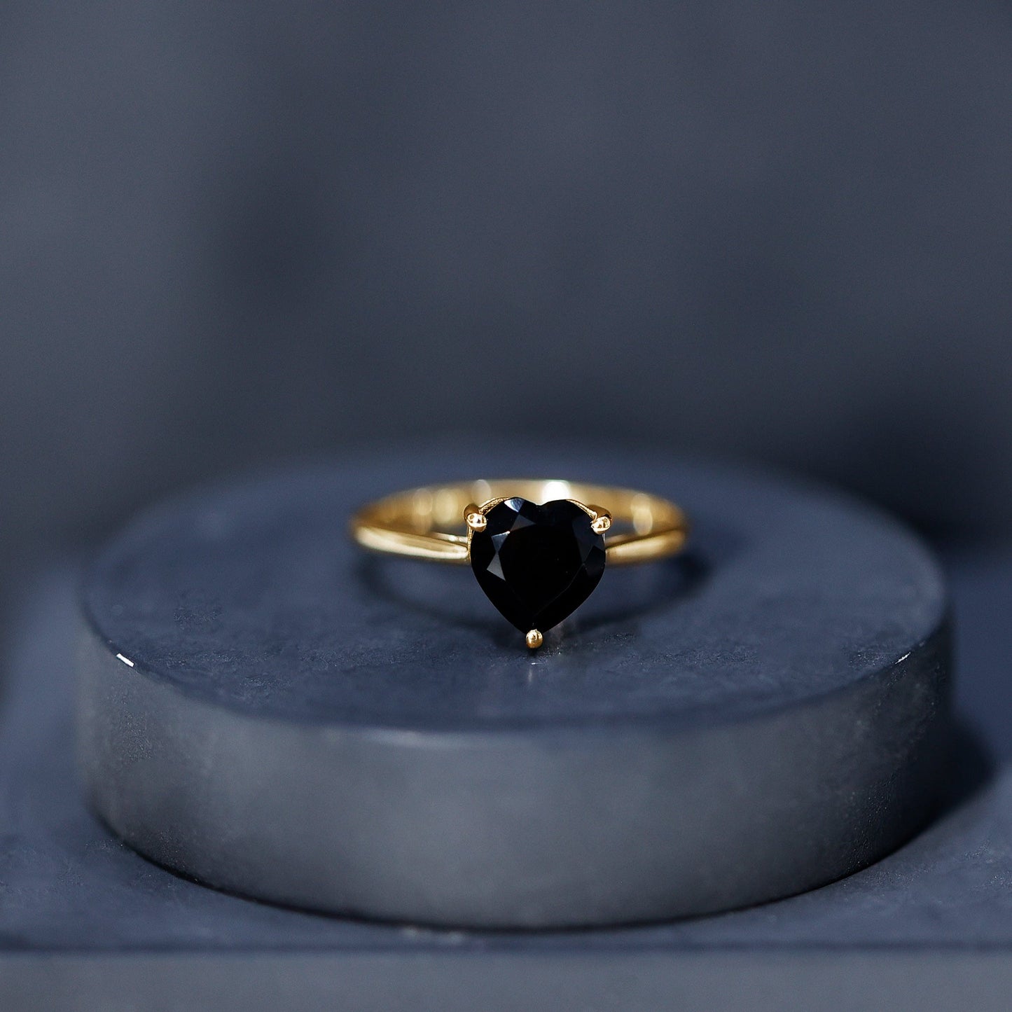 Heart Shaped Created Black Diamond Solitaire Promise Ring
