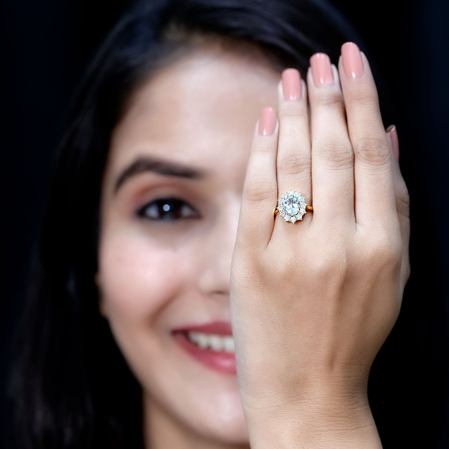 Genuine 1 Carat Sky Blue Topaz Oval Engagement Ring with Certificate