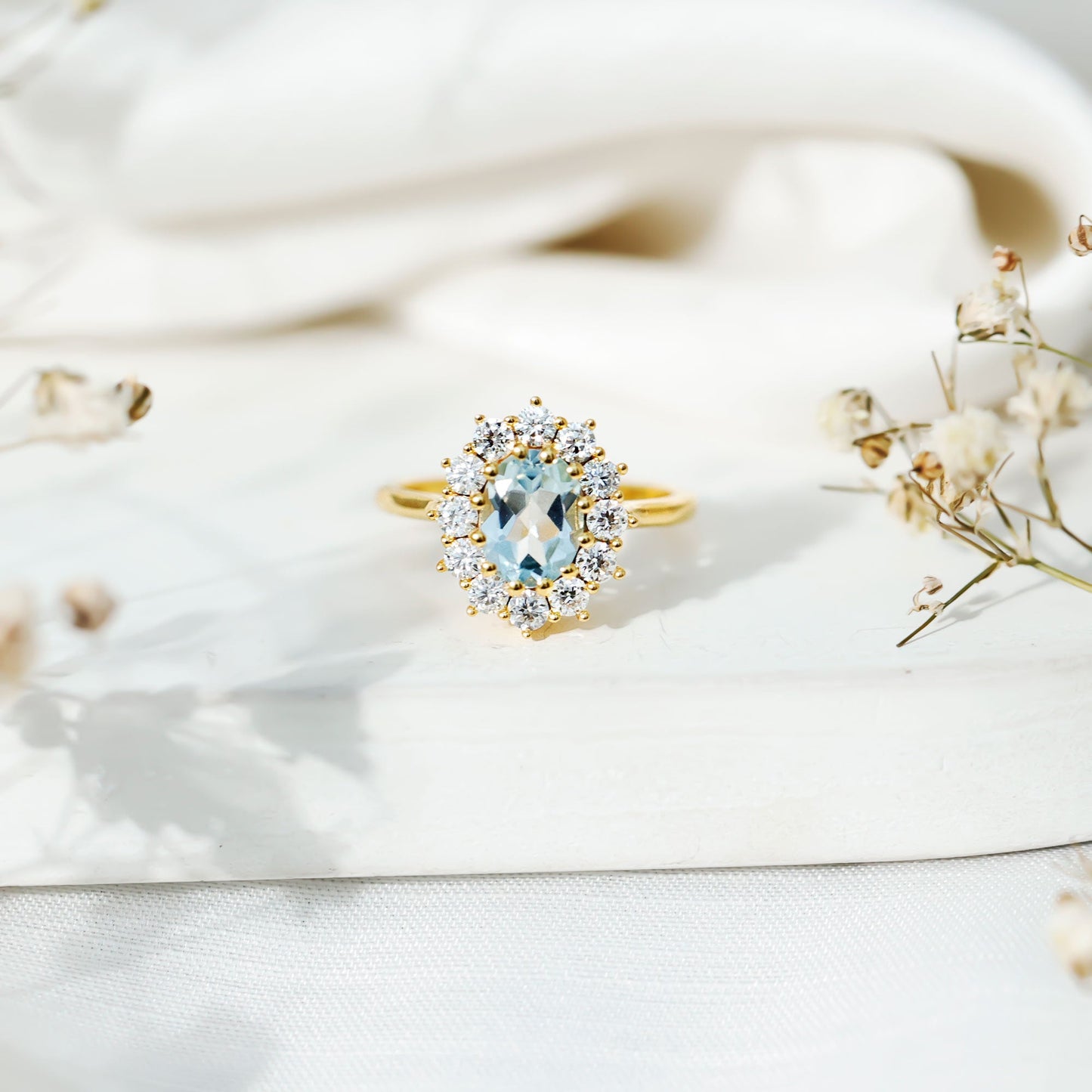 Genuine 1 Carat Sky Blue Topaz Oval Engagement Ring with Certificate