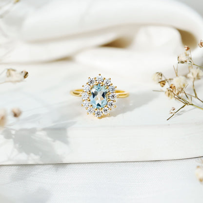 Genuine 1 Carat Sky Blue Topaz Oval Engagement Ring with Certificate