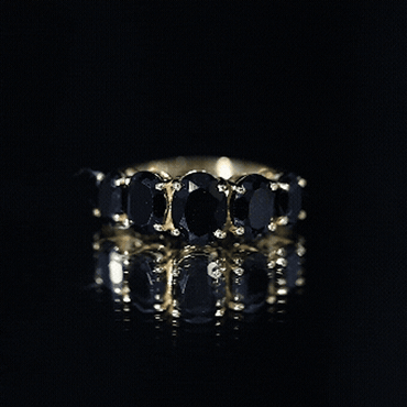 Oval Shaped Black Onyx 5 Stone Anniversary Ring