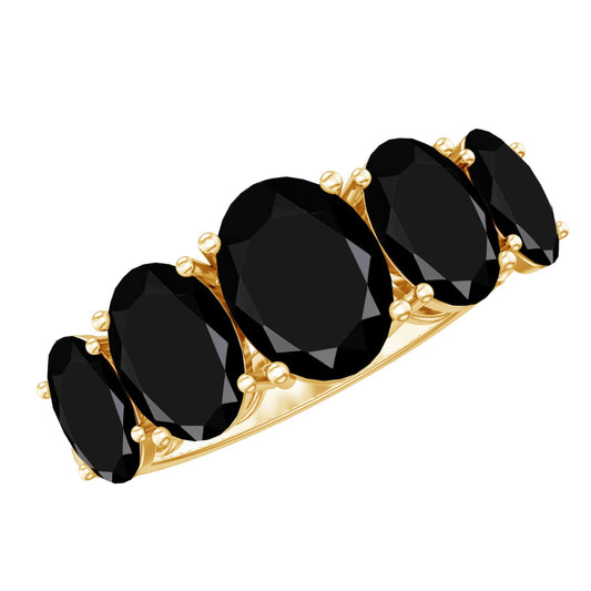 Oval Shaped Black Onyx 5 Stone Anniversary Ring