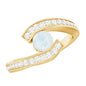 Real Moonstone Bypass Engagement Ring with Diamond