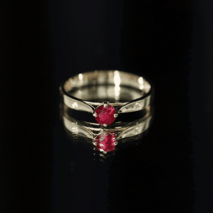 Round Lab Grown Ruby Solitaire Ring with Diamond