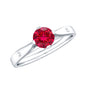 Round Lab Grown Ruby Solitaire Ring with Diamond