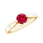 Round Lab Grown Ruby Solitaire Ring with Diamond