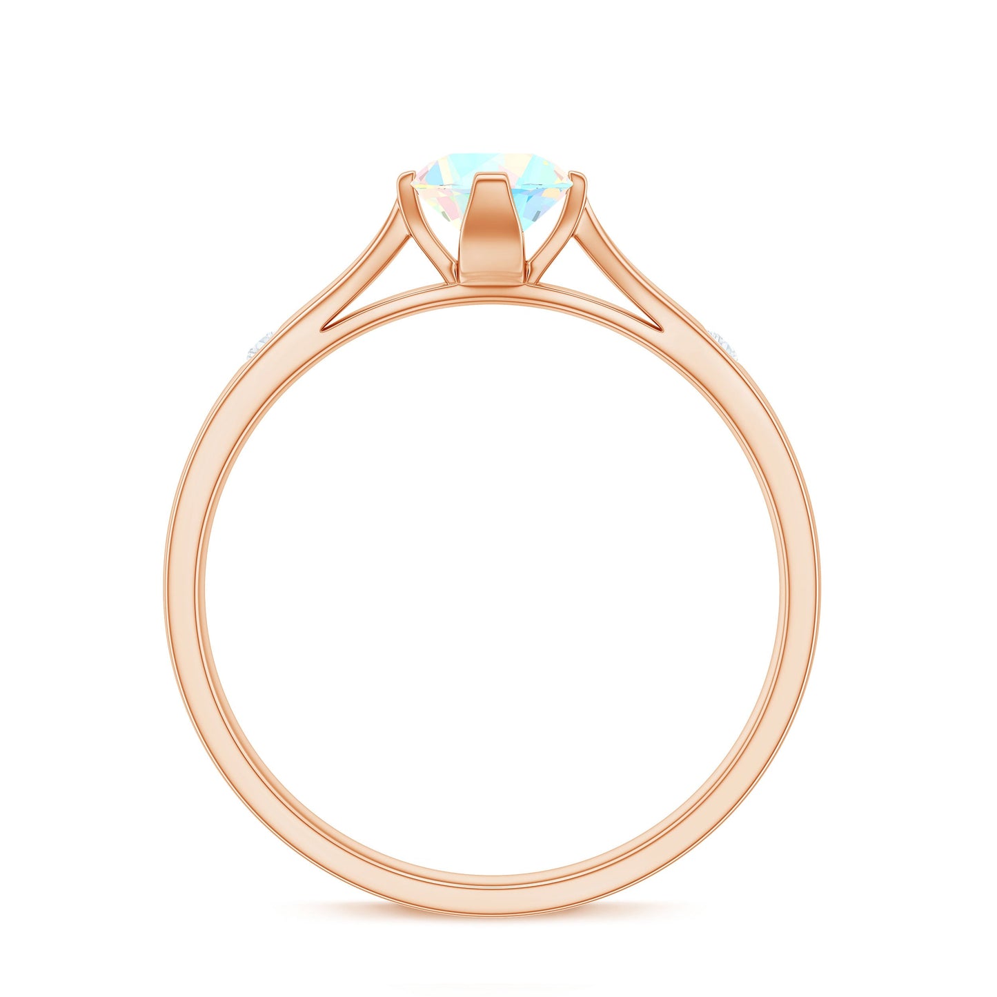 Natural Solitaire Ethiopian Opal Promise Ring with Diamond