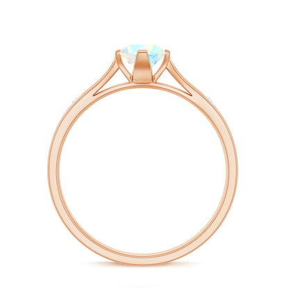 Natural Solitaire Ethiopian Opal Promise Ring with Diamond