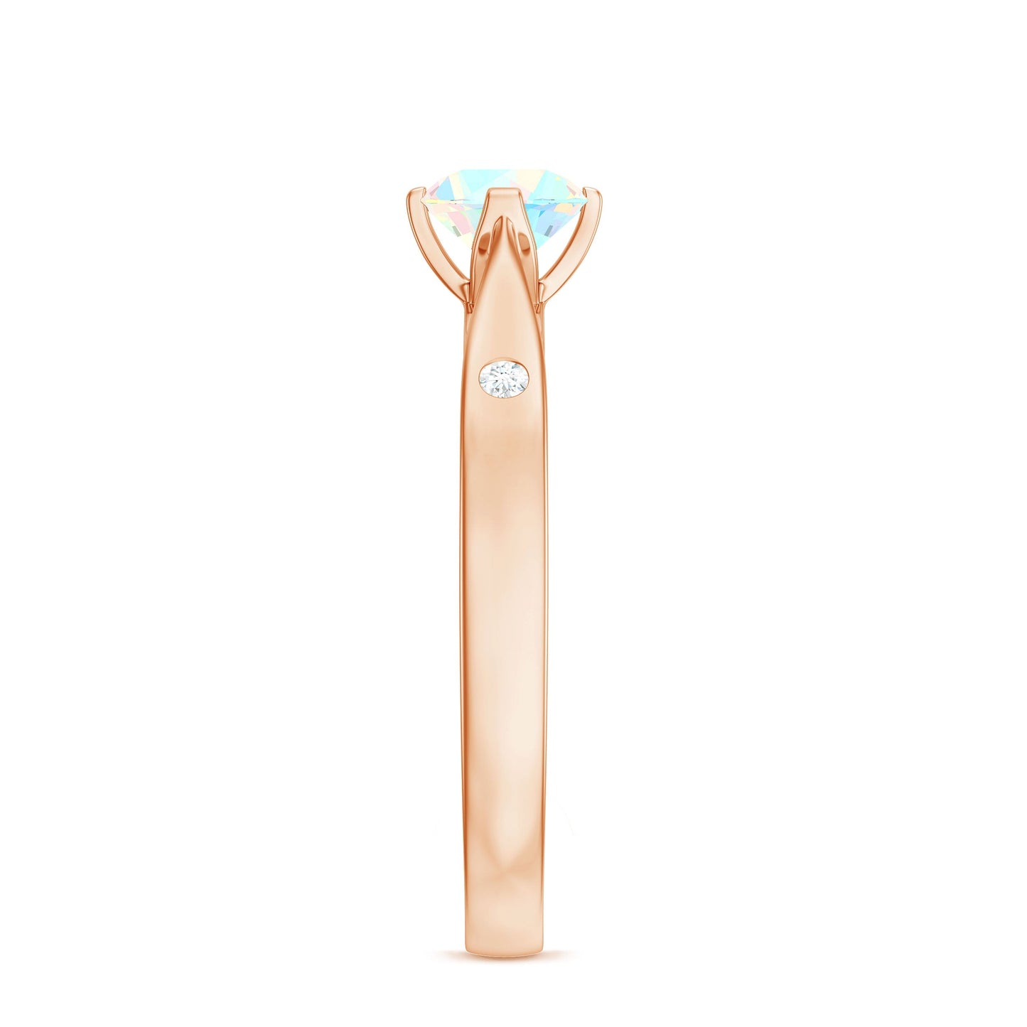 Natural Solitaire Ethiopian Opal Promise Ring with Diamond