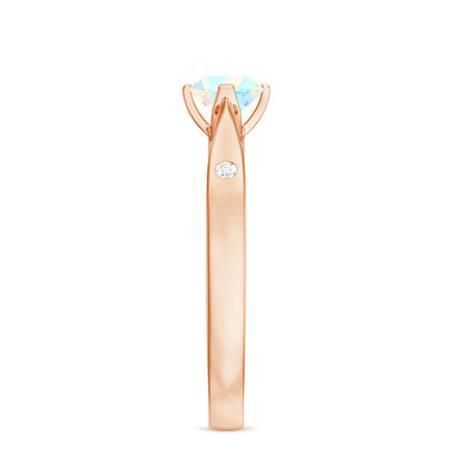 Natural Solitaire Ethiopian Opal Promise Ring with Diamond