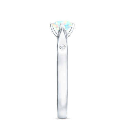 Natural Solitaire Ethiopian Opal Promise Ring with Diamond