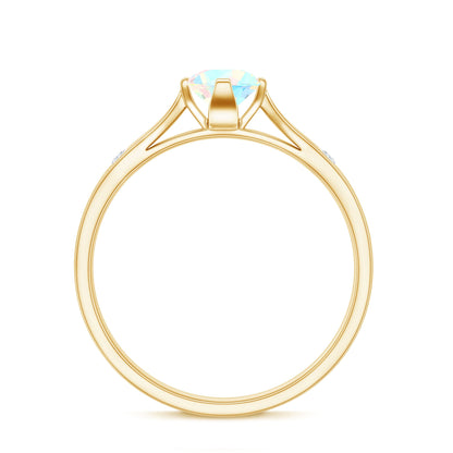 Natural Solitaire Ethiopian Opal Promise Ring with Diamond