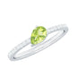 Natural 1 Carat Pear Shape Peridot Engagement Ring with Diamond