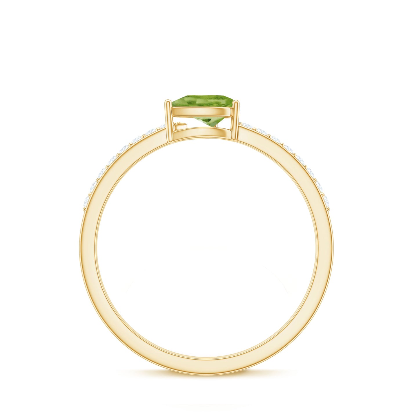 Natural 1 Carat Pear Shape Peridot Engagement Ring with Diamond