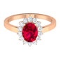 Natural 0.6 Carat Ruby Oval Engagement Ring with Diamond Halo