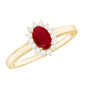 Natural 0.6 Carat Ruby Oval Engagement Ring with Diamond Halo