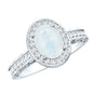 0.6 Carat Moonstone and Diamond Engagement Ring with Milgrain Details
