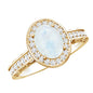 0.6 Carat Moonstone and Diamond Engagement Ring with Milgrain Details