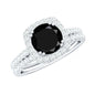 Certified 2 Carat Lab Grown Black Diamond Halo Engagement Ring with Wedding Band
