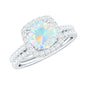Real Ethiopian Opal Engagement Ring with Moissanite Wedding Band