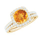 1.2 Carat Citrine Halo Wedding Ring Set with Moissanite