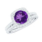 Real 1.2 Carat Amethyst Wedding Engagement Ring Set with Moissanite