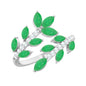Natural Emerald and Diamond Leaf Wrap Ring