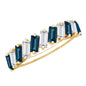 London Blue Topaz and Moissanite Baguette Eternity Ring