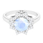 0.8 Carat Moonstone Star Shape Engagement Ring with Diamond