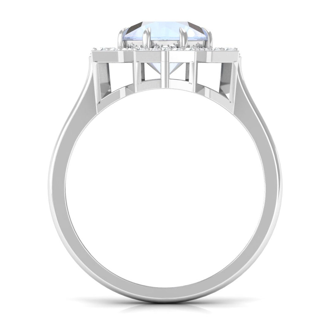 0.8 Carat Moonstone Star Shape Engagement Ring with Diamond
