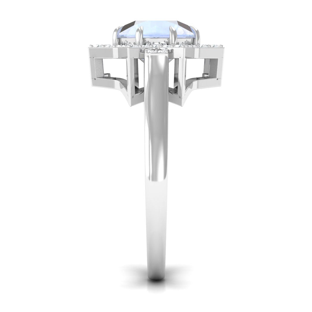 0.8 Carat Moonstone Star Shape Engagement Ring with Diamond