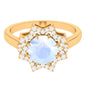 0.8 Carat Moonstone Star Shape Engagement Ring with Diamond