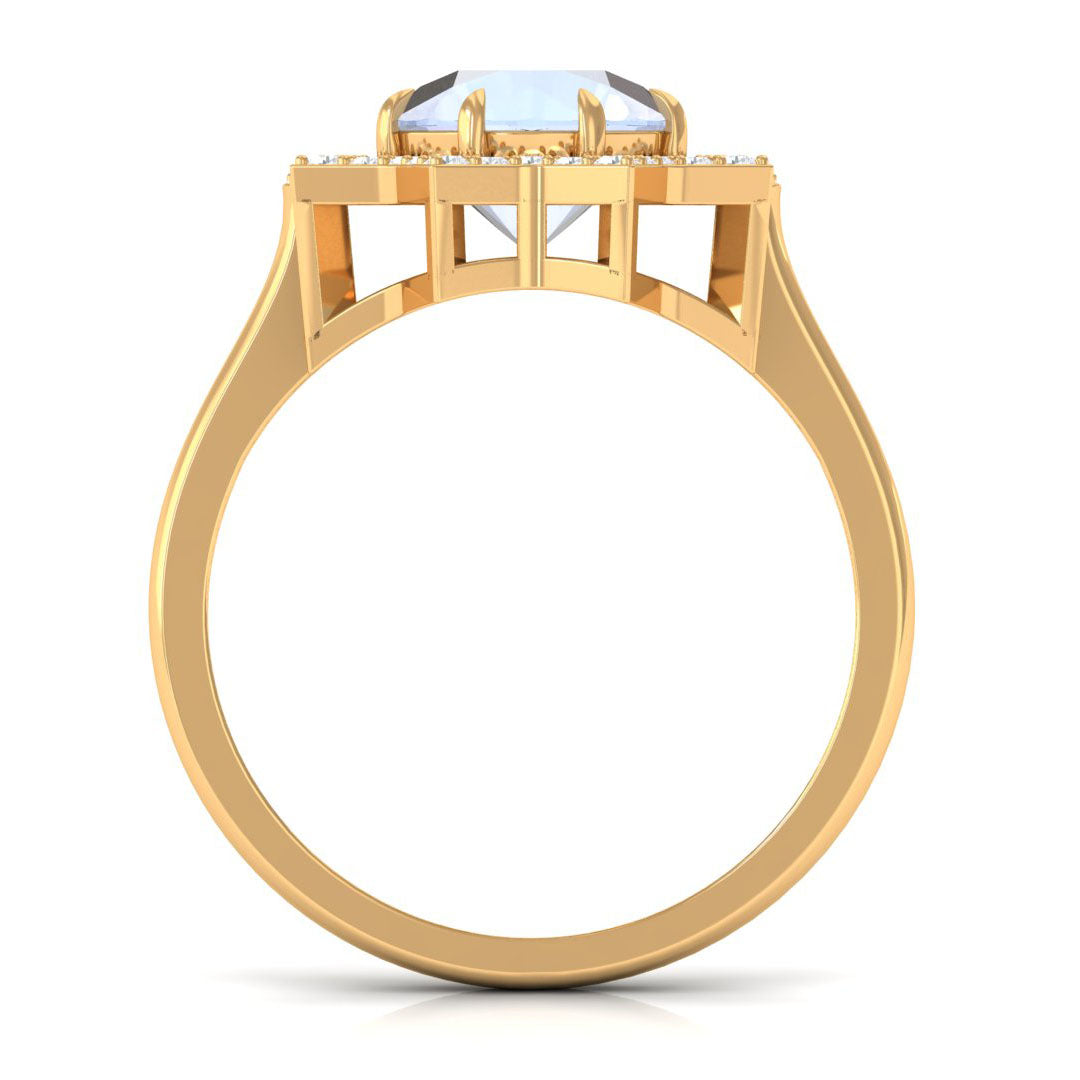 0.8 Carat Moonstone Star Shape Engagement Ring with Diamond
