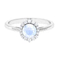 0.3 Carat Natural Moonstone Engagement Ring with Diamond Accent