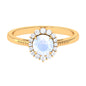 0.3 Carat Natural Moonstone Engagement Ring with Diamond Accent