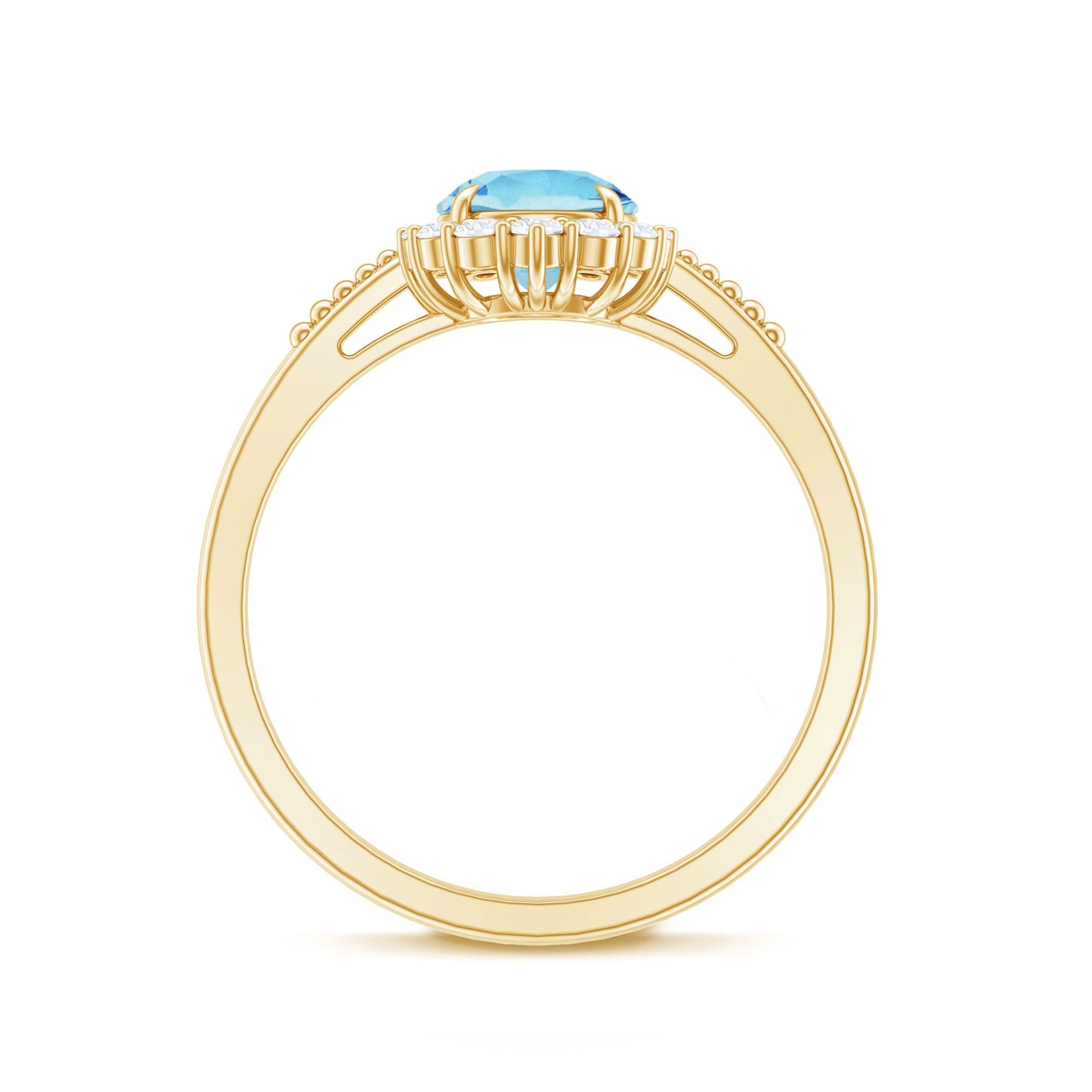 Natural 0.8 Carat Aquamarine Halo Engagement Ring with Diamond