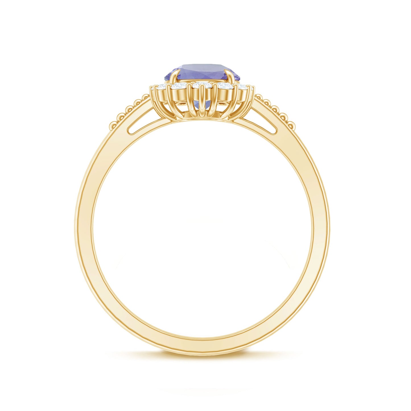 Natural Blue Tanzanite Engagement Ring with Diamond Halo